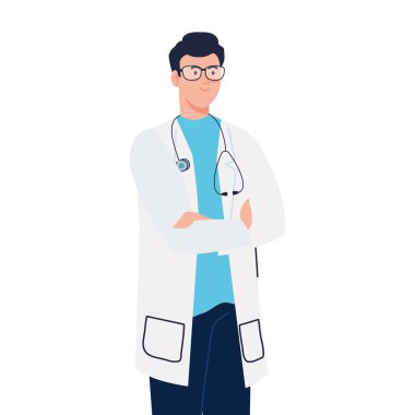 Steteskop vektör tasarımlı bir doktor.