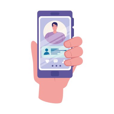 İnsanla el ele tutuşmak ve sohbet eden balon vektör tasarımı