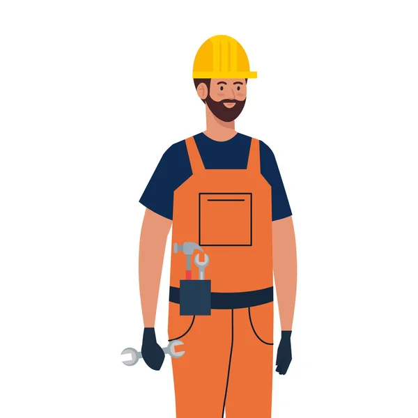 Builder man with helmet vector design — Stock Vector