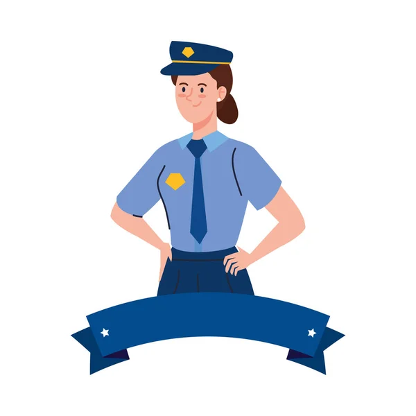 Υπάλληλος της αστυνομίας με κορδέλα διανυσματικό σχεδιασμό — Διανυσματικό Αρχείο