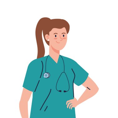 Steteskop vektör tasarımlı kadın doktor.