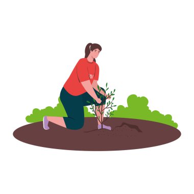 bitki vektör tasarımı ile gönüllü kadın