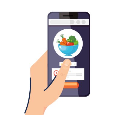 Salata kasesi vektör tasarımlı akıllı telefon.