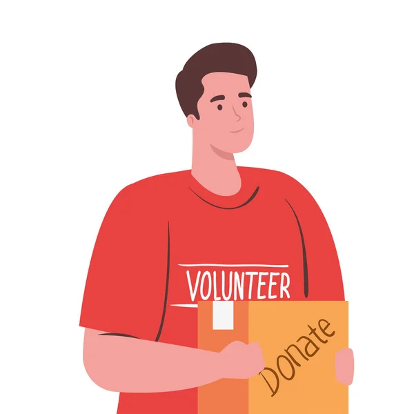 ボランティアの男性でボックスベクトルデザイン — ストックベクタ