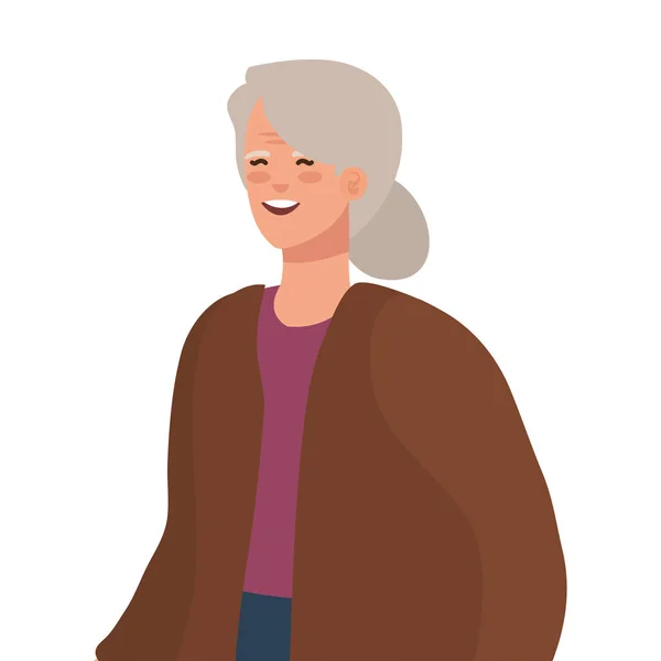 Büyükanne avatar yaşlı kadın vektör tasarımı — Stok Vektör