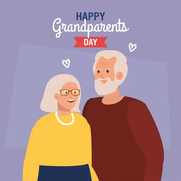 Avó e avô no projeto vetor feliz dia dos avós — Vetor de Stock