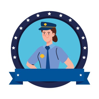 Mühür damgası ve kurdele tasarımı yapan kadın polis memuru.