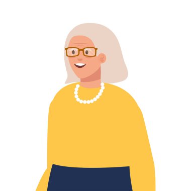 Büyükanne avatar yaşlı kadın vektör tasarımı