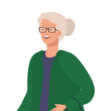 Büyükanne avatar yaşlı kadın vektör tasarımı