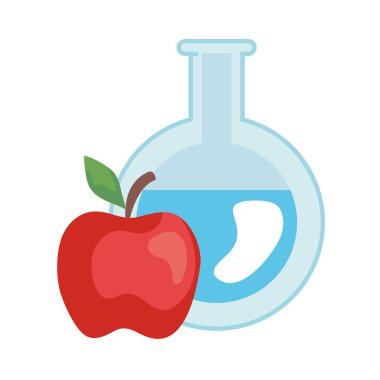 okul matarası ve elma vektör tasarımı