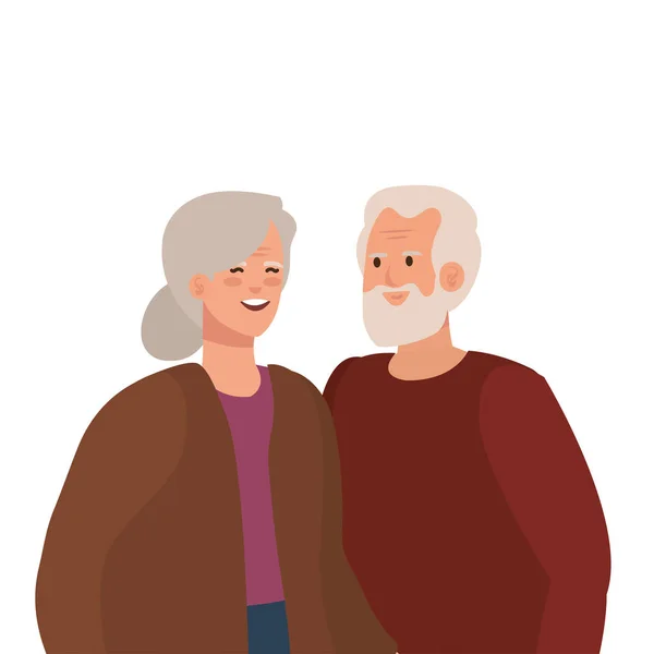 Grootmoeder en grootvader avatar vector ontwerp — Stockvector