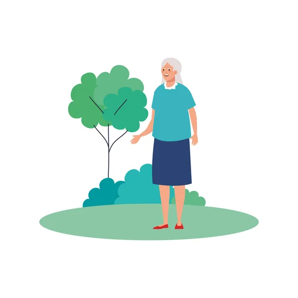 具有树向量设计的公园中的阿凡达祖母 — 图库矢量图片