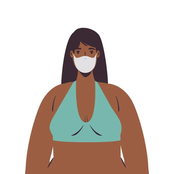 Bikini ve tıbbi maske tasarımı olan kız çizgi filmi — Stok Vektör