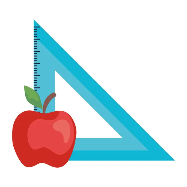 École pomme et règle vecteur conception — Image vectorielle