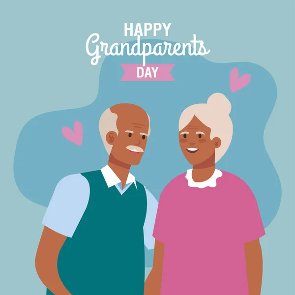祖母と祖父上の幸せな祖父母の日ベクトルデザイン — ストックベクタ