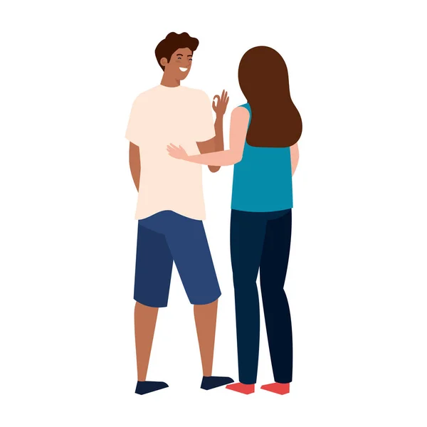 Femme et homme avatar conception vectorielle vers l'arrière — Image vectorielle