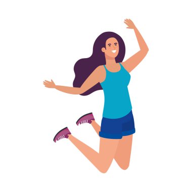 İzole edilmiş Avatar kadın sıçrama vektörü tasarımı