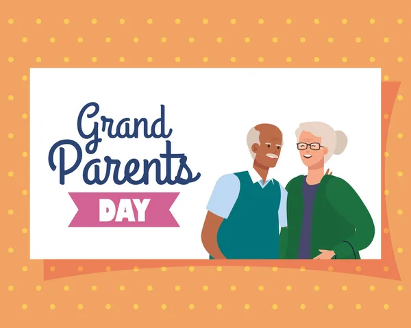 Grandmother and grandfather on grandparents day vector design — Stock Vector