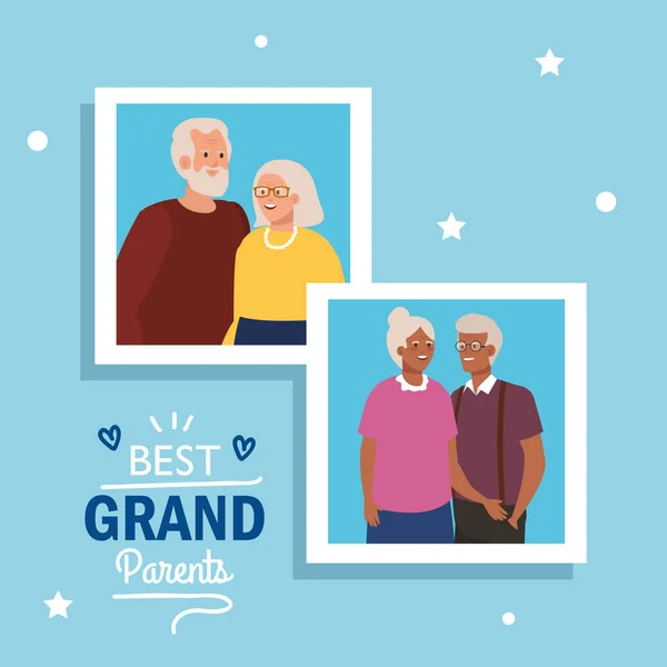 Grandmother and grandfather on best grandparents vector design — Stock Vector