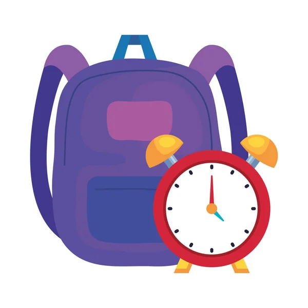 Дизайн школьной сумки и часов — стоковый вектор