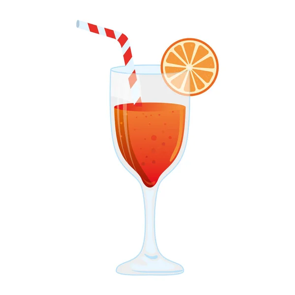 Коктейльный бокал, освежающий коктейль с апельсиновым ломтиком — стоковый вектор