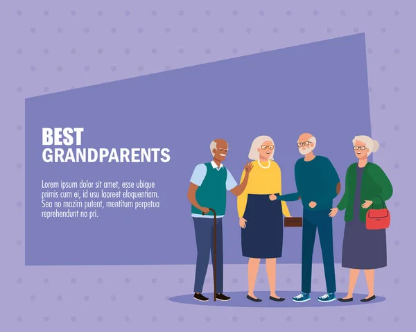 Nagymamák és nagypapák a legjobb nagyszülők vektor tervezés — Stock Vector