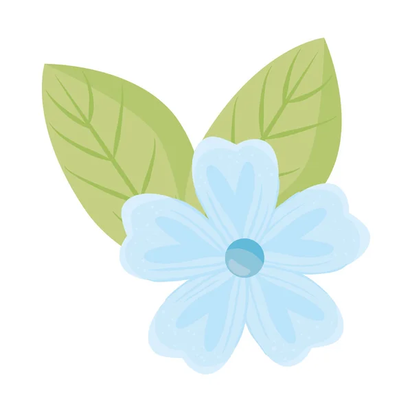 Fleur bleue avec dessin vectoriel de feuilles — Image vectorielle