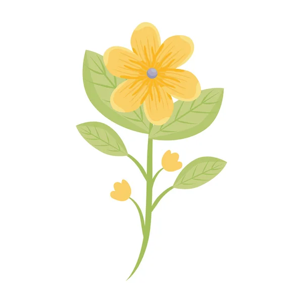 Flores amarillas con hojas diseño vectorial — Archivo Imágenes Vectoriales