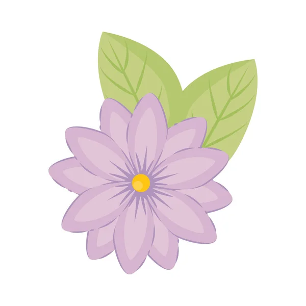 葉ベクトルデザインの紫色の花 — ストックベクタ