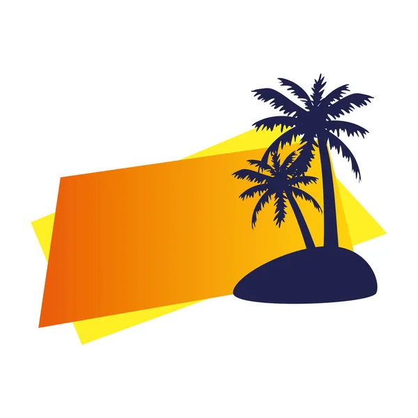 Tropisch palmsilhouet op witte achtergrond — Stockvector