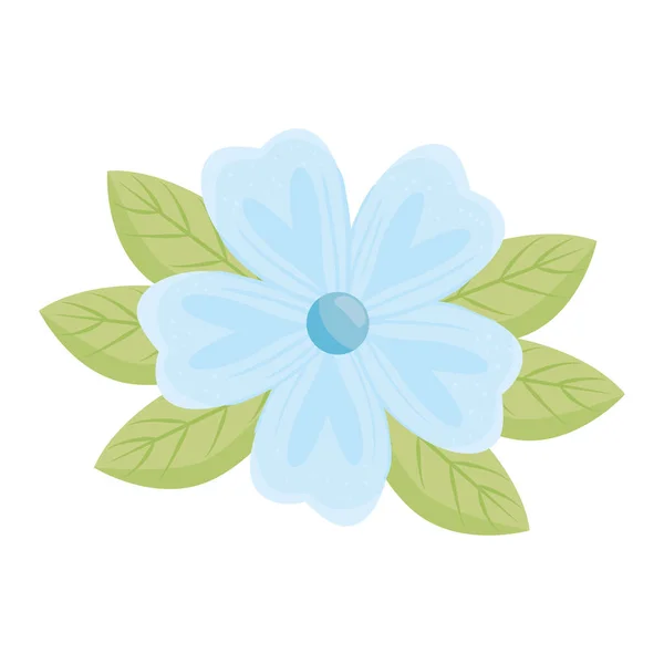 Flor azul con hojas diseño vectorial — Vector de stock