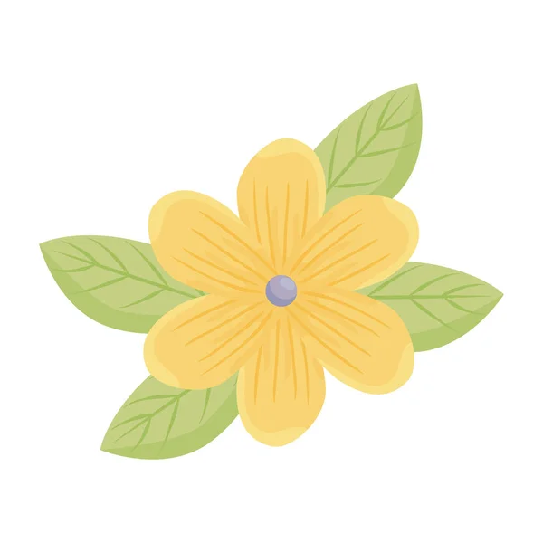 Fiore giallo con disegno vettoriale delle foglie — Vettoriale Stock