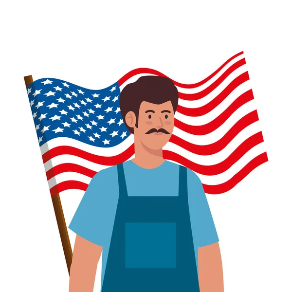Художник человек с векторным дизайном флага США — стоковый вектор