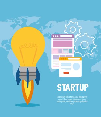 Web siteleri vektör tasarımı ile ampul roketini başlat