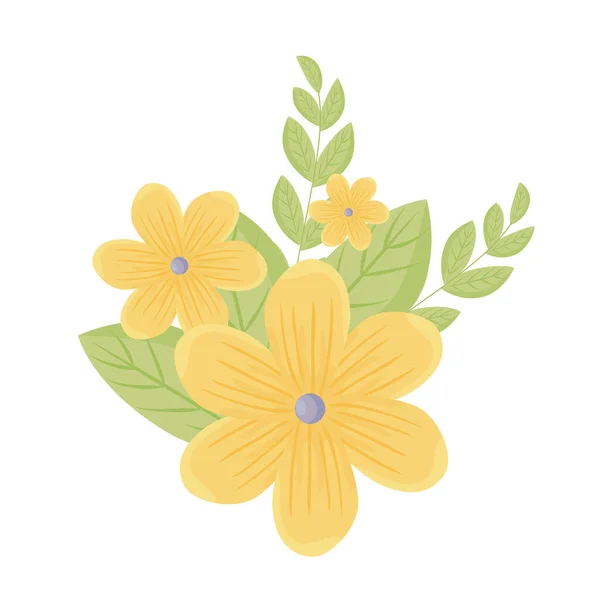Žluté květy s vektorem listí — Stockový vektor