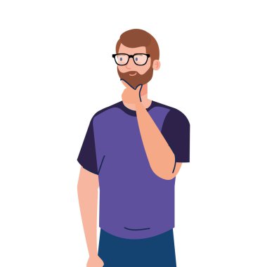 İnsan avatarı düşünme vektör tasarımı