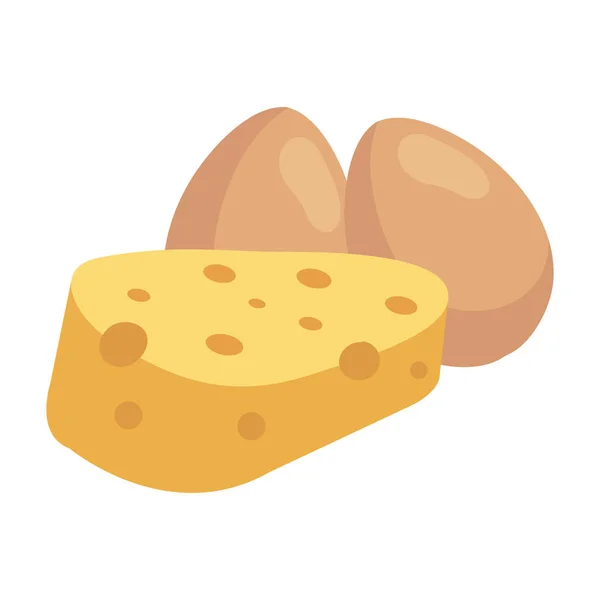 Huevos aislados y diseño de vectores de queso — Vector de stock