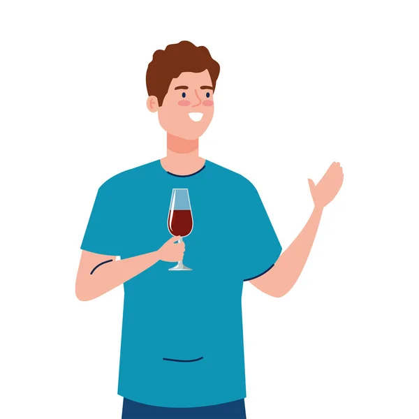 Hombre avatar con diseño de vectores copa de vino — Vector de stock