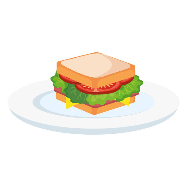 sandwich on plate vector design