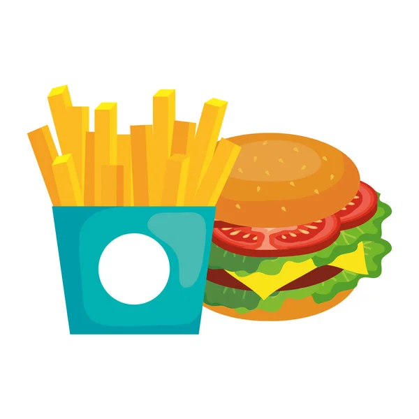 Papas fritas y hamburguesa vector de diseño — Vector de stock