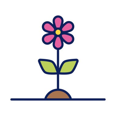 Çiçek büyüme bitkisi çizgisi ve biçim simgesini doldur