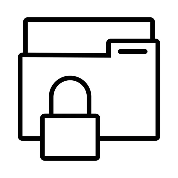 Cadenas sécurisé avec style de ligne de sécurité des données de dossier — Image vectorielle