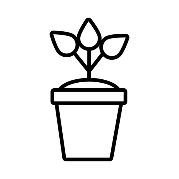 Growth plant in ceramic pot line style icon — Stock Vector
