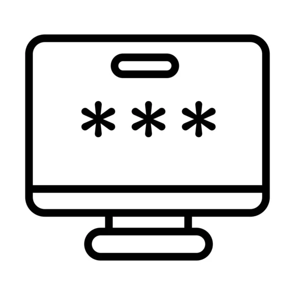 Komputer stacjonarny z ikoną stylu linii haseł — Wektor stockowy