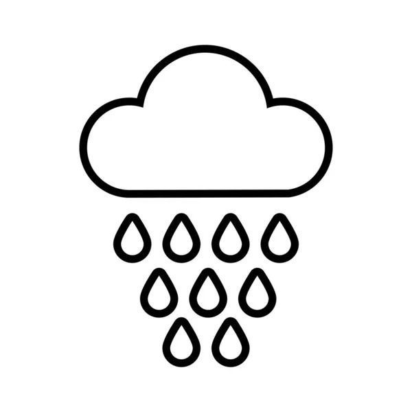 雨滴ラインスタイルのアイコンを持つ雲 — ストックベクタ