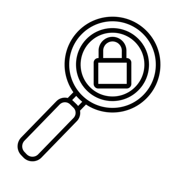 Magnifying glass with padlock line style icon — Stock Vector