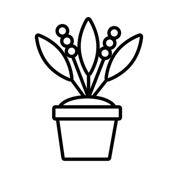 Planta de crecimiento con semillas en cerámica icono de estilo de línea de olla — Vector de stock