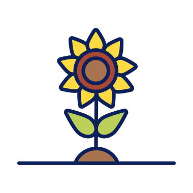 Çiçek büyüme bitkisi çizgisi ve biçim simgesini doldur