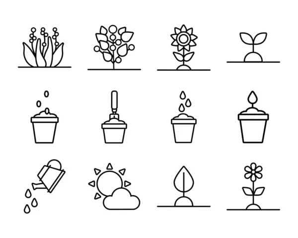 Стиль линии роста растений — стоковый вектор