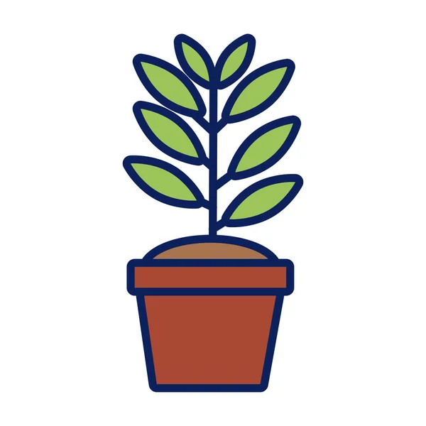 Rostlina v keramické hrnce řádek a výplň styl ikony — Stockový vektor
